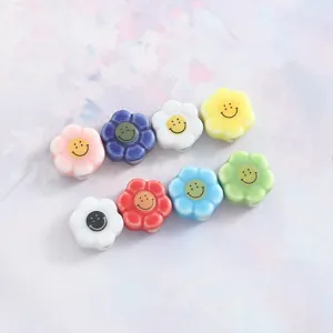 Colorful ceramic daisy flower smiley face beads DIY handmade bracelet jewelry accessories