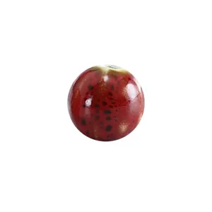 Vintage watermelon ceramic bead, red speckled loose charm for DIY bracelet necklace.