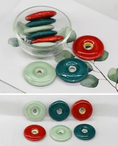 Ceramic donut beads loose pingankou charms for DIY necklace bag chain pendant making
