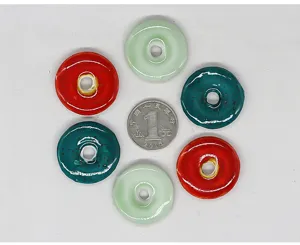 Ceramic donut beads loose peace buckle DIY necklace pendant jewelry accessories wholesale