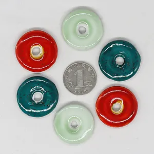 Colorful ceramic donut beads for DIY jewelry making loose beads necklace pendant accessories supply
