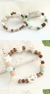 Böhmisches Keramik Perlenarmband Set, künstlerischer Stil süßer Modeschmuck für Damen.