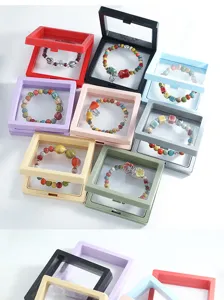 Transparent PE film jewelry suspension storage box colorful bead bracelet packaging display