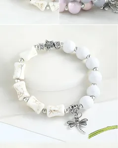 New Chinese style beaded bracelet for women with vintage ceramic beads and cute dragonfly pendant