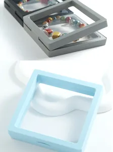 Transparent PE film floating jewelry display box for necklaces and bracelets anti-oxidation.