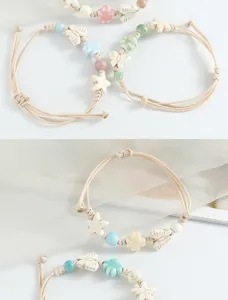Handmade ceramic butterfly woven bracelet, sweet minimalist charm jewelry for daily wear.