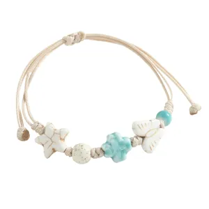 Charming ceramic butterfly and star braided bracelet featuring cute beads, perfect for daily wear.