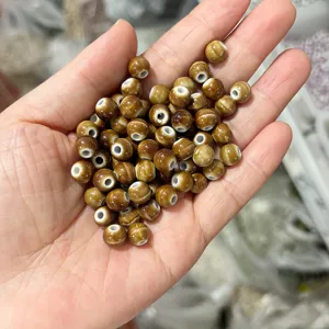 8mm brown ceramic loose beads, glazed candy style DIY jewelry making accessories for bracelets.