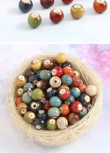 8mm colorful glazed ceramic beads for DIY bracelet making jewelry accessories craft loose beads.