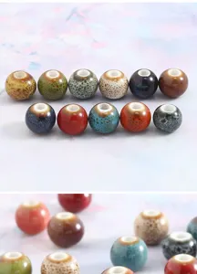 8mm glazed ceramic beads for DIY jewelry making, bracelet accessories, colorful round loose beads.