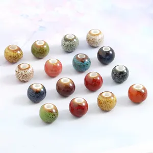 8mm glazed ceramic round loose beads for DIY bracelet jewelry making, colorful craft supplies.