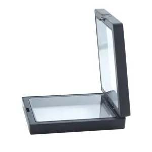 Black floating jewelry box with transparent PE film for necklace bracelet display storage.