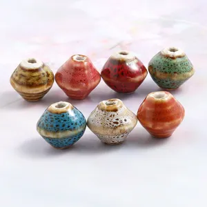 Cuentas de Cerámica Cambiadas de Horno Hechas a Mano Cuentas Sueltas en Forma de Trompo para Pulsera Collar Colgante Accesorios de Joyería Venta al Por Mayor