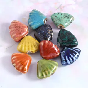 Colorful Ceramic Scallop Beads Hand Glazed Loose Beads For DIY Necklace Bracelet Jewelry Making Handcrafted Materials