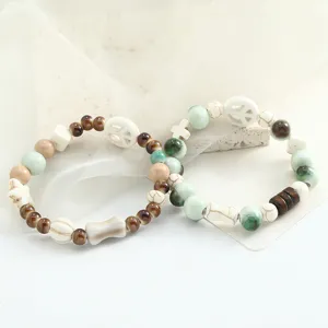 Handgemachte Keramik Kaninchen Perlen Armband Vintage Literarischer Stil Mehrfarbige Glasur Perlen Freundschaft Schmuck Geschenk Für Frauen
