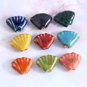 Colorful ceramic scallop glaze beads for DIY jewelry making necklaces bracelets crafts