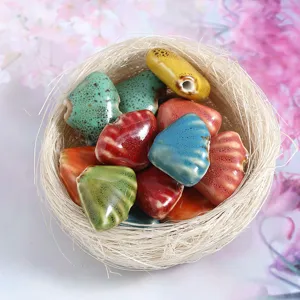 Colorful ceramic beads scallop glaze DIY handmade bracelet necklace jewelry making accessories