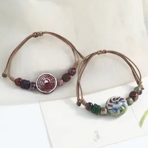 Jingdezhen ceramic beaded handmade braided bracelet retro ethnic style versatile jewelry accessory