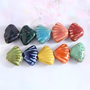Colorful ceramic scallop beads for DIY jewelry making, handmade bracelets and necklaces.