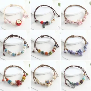 New Chinese Style Handmade Woven Ceramic Bracelet Cute Apple Starfish Beads Hand Ornaments Mori Style Fashion Jewelry Gift