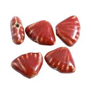 Colorful ceramic beads with scallop glaze pattern, perfect for DIY handmade necklaces and bracelets.