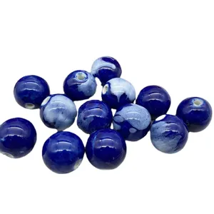 Perline di ceramica blu e bianca da 18mm per creazione di gioielli fai da te e bracciali