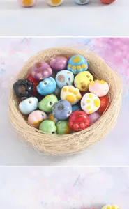 Handmade cute ceramic paw beads, colorful porcelain loose beads for DIY jewelry bracelets making.