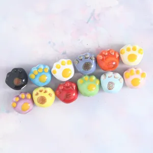 Colorful ceramic cat paw beads handmade DIY charm bracelet necklace jewelry making accessories