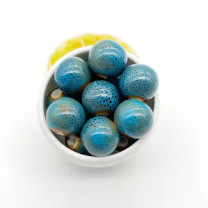 12mm blue ceramic glaze leopard print ceramic beads DIY jewelry making accessories bracelet