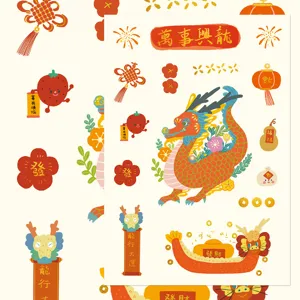 Chinese New Year dragon DIY decorative stickers detail view for phone case and journal crafting