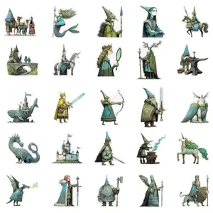 Set de pegatinas de mundo mágico de cuentos, pegatinas PET impermeables para diario.