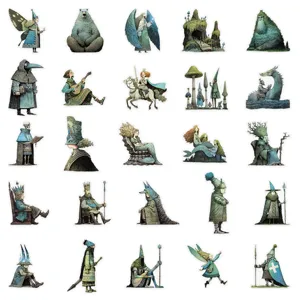 Set de pegatinas impermeables mundo mágico cuento de hadas para diario portátil monopatín