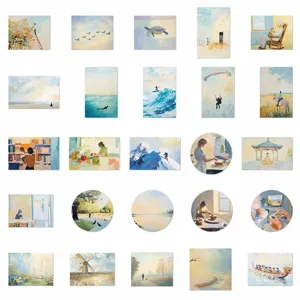 Detailed view showcasing a variety of peaceful artistic canvas stickers for creative journal decor.
