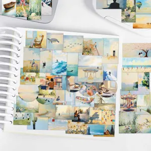 Close-up detail of aesthetic canvas stickers, perfect for journaling and phone case decor.