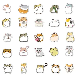 Cute cartoon hamster stickers set, waterproof vinyl decals for diary, laptop and water bottle.
