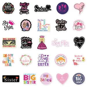 Waterproof decorative big sister stickers vinyl decals set for luggage guitar laptop, cute.