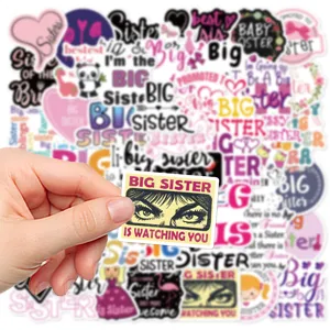 50 Pcs Big Sister Waterproof Vinyl Stickers Cute Decals for Luggage Laptop Guitar