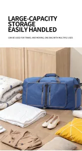 Bolsa de viaje plegable de gran capacidad detalle que muestra organizacion del hogar
