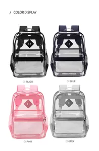 Klarer transparenter PVC Rucksack Mehrfache Tasche Schultasche Freizeitrucksack für Alltag.