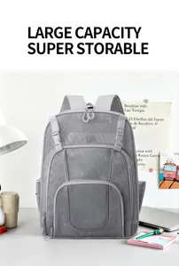 Large capacity mesh backpack for outdoor sports, basketball, and versatile travel gear storage.