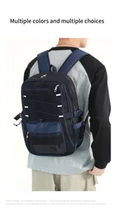 Men mesh breathable casual backpack, large capacity outdoor travel daypack with bungee cords.