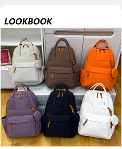 Koreanischer Canvas Rucksack mit grossem Fassungsvermögen, vielen Fächern und Münztasche.