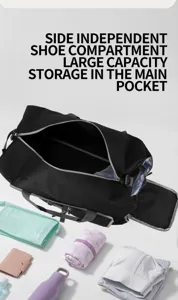 Bolso de viaje plegable de gran capacidad con compartimento para zapatos para deporte.