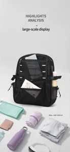 Black mesh hollow backpack for casual travel, breathable lightweight daypack with multi pockets.
