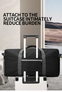 Gran bolsa de viaje tipo duffel con correa para maleta, bolsa de almacenamiento plegable.