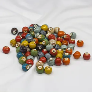 Ceramic Beads Loose Beads For DIY Jewelry Making Bracelet Necklace Accessories Glazed Round Hole Craft Bead