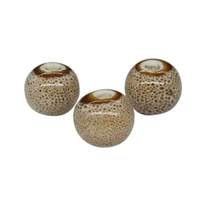 12mm leopard print glazed ceramic loose beads for DIY jewelry making, 3pcs display.