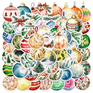 Set di adesivi con palline di Natale, decalcomanie decorative per bottiglie regali.