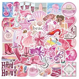 50pcs rose côtier cowgirl autocollants esthétique vinyle étanche décals pour portable