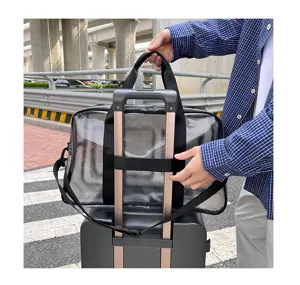 Borsa da viaggio in rete trasparente con fascia per valigia borsa mare PVC impermeabile